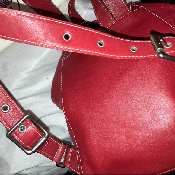 Coach Red Leather Drawstring Backpack - Picture 11 of 16